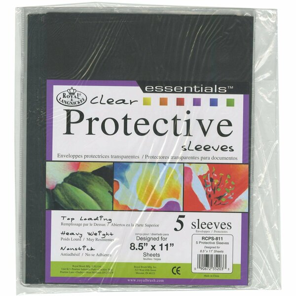 Royal Brush 8.5X11-SLEEVES CLEAR PROTCT, 5PK RCPS811